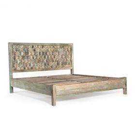 Ibiza Reclaimed Wood Queen Bed Vintage Teal