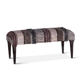 Marrakech 42" Moroccan Fluffy Black Accent Bench