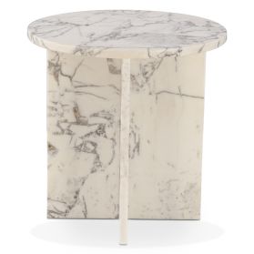 Nile 20" Side Table in Alabaster Marble