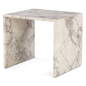 Nile 22" U-Shaped Side Table in Alabaster Marble