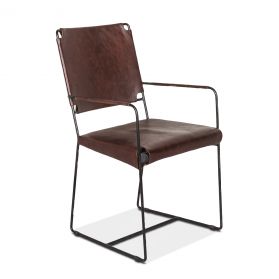 New York 20" Chocolate Leather Dining Room Arm Chair