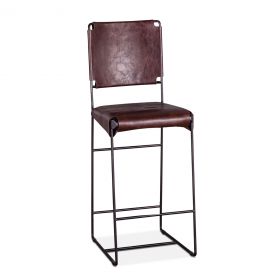 New York 17" Chocolate Leather Bar Chair