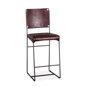 New York 17" Chocolate Top-Grain Leather Counter Chair