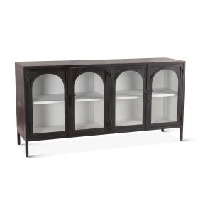 Pompei 63" Iron and Glass Sideboard Matte Black