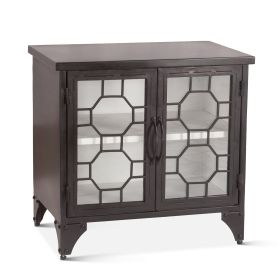 Pompeii 25" Iron and Glass Side Table Matte Black