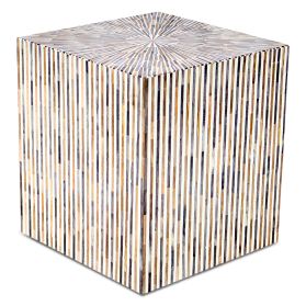 Taara 24" Side Table with Bone Inlay and Brass