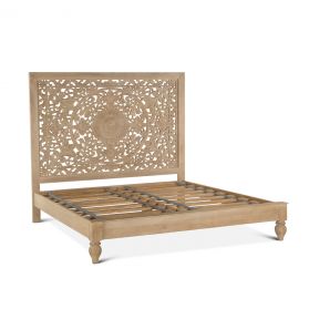 Taj Hand Crafted Queen Bed Whitewash