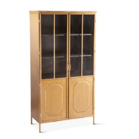 Verone 40" Iron and Glass Cabinet Antique Gold