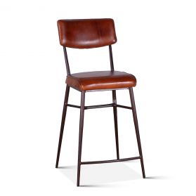 Wellington 19" Top-Grain Leather High Back Counter Chair