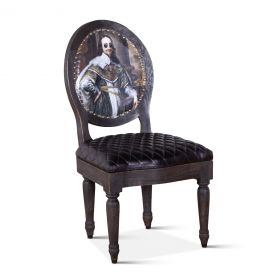 Shakespeare Dining Chair Vintage Print with Burlap Back
