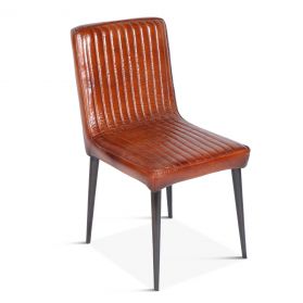 Riviera Dining Chair with Ribbed Leather
