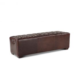 D'Orsay 59" Upholstered Brown Leather Bench