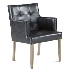 Madison Dining Arm Chair Black Leather