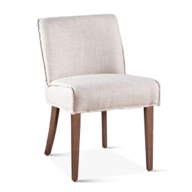 Buddy 20" Dining Chair in Off-White Linen and Natural Legs