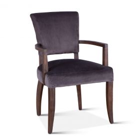 Mindy Arm Chair Asphalt Velvet with Weathered Teak legs