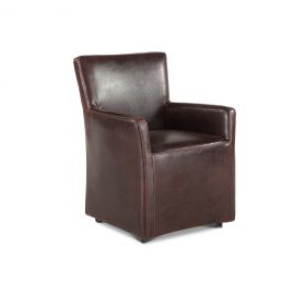 Peabody 25" Brown Leather Wheeled Arm Chair