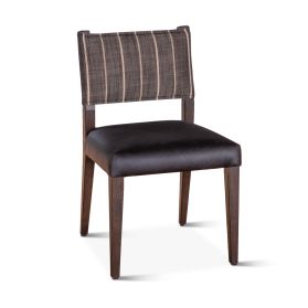 Maya 21" Black Leather Black Linen Dining Chair
