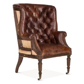 Welsh 31" Vintage Cigar Leather Deconstructed Accent Chair