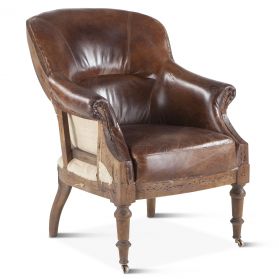 Shakespeare 28" Vintage Cigar Leather Deconstructed Arm Chair