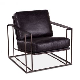 Bogart 30" Ebony Black Leather Modern Arm Chair