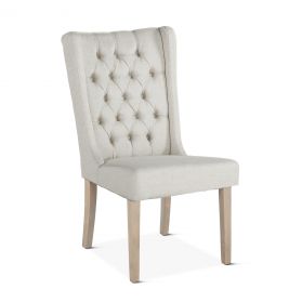 Lara 20" Upholstered Tufted Beige Dining Chair Napolean Legs