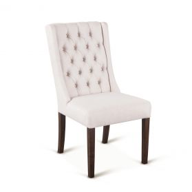 Lara Dining Chair Off-White Linen with Weathered Teak Legs