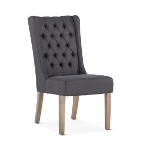 Lara 20" Upholstered Tufted Gray Linen Dining Chair Napolean Legs