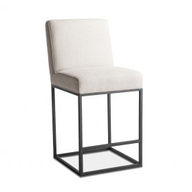 Renegade Off-White Linen and Iron Counter Chair
