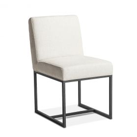 Renegade 20" Upholstered Off-White Linen Dining Chair Antique Zinc Legs