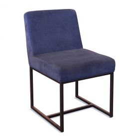 Renegade 20" Upholstered Navy Linen Dining Chair Antique Zinc Legs