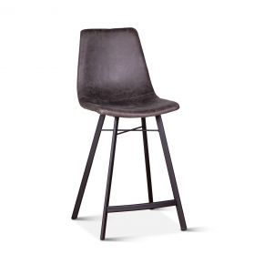 Sam 18" Charcoal Top-Grain Leather Counter Chair