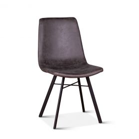 Sam 18" Charcoal Leather Dining Chair