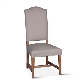 Stella 21" Natural Linen Camelback Dining  Chair Oak Finish Legs