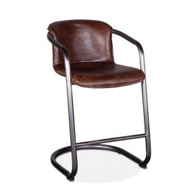 Portofino 22" Geisha Brown Top-Grain Leather Counter Chair