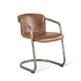Portofino 22" Berham Chestnut Leather  Dining Chair