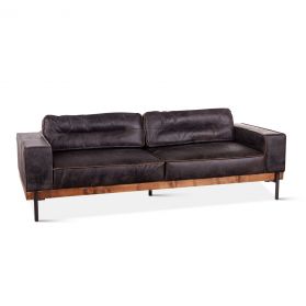 Portofino 95" Antique Ebony Leather Sofa