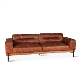 Modern Three Seat Sofa Cocoa Leather