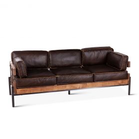 Portofino 82" Brown Leather Sofa