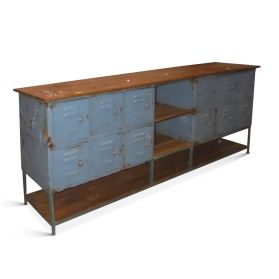 Iron Sideboard With Wood Top and Shelf 93"