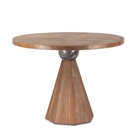Eiffel 48" Teak Wood and Marble Round Gathering Table