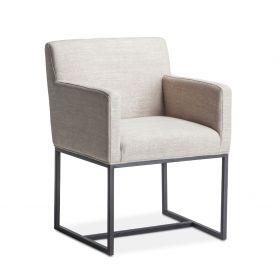 Renegade 23" Upholstered Off-White Linen Arm Chair Antique Zinc Legs