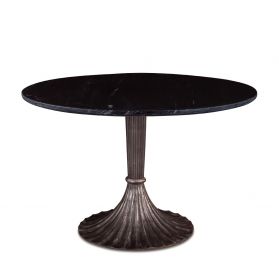 Black Marble Round Dining Table 48"  with Fluted Deco Art Base