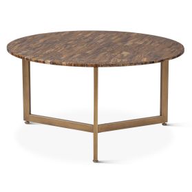 Calico 36" Coffee Table in Tiger Eye with Antique Gold Base
