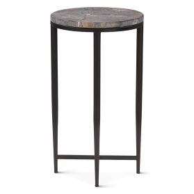 Calico 14" Side Table in Gray Septarian with Iron Base