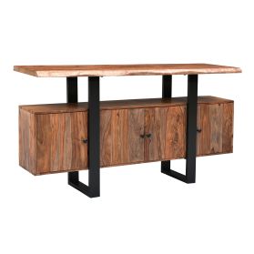 Miles 63" Live Edge Top Media Cabinet in Brownstone