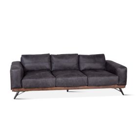 Portofino Mid Century 95" Sofa in Antique Ebony Leather