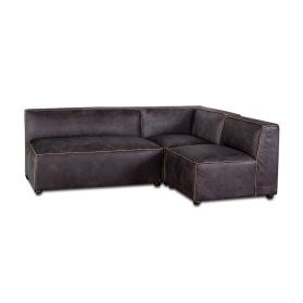 Portofino Loft Three Piece Sectional Sofa in Antique Ebony Leather