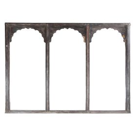 Large Hand Carved Wood Triple Arch
