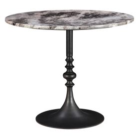 Dauphine 36" Round Bistro Table in Patagonia Marble with Black Base