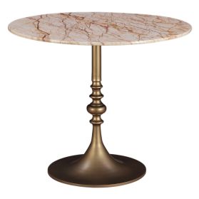 Dauphine 36" Bistro Table in Retro Impulse Marble and Antique Gold Base